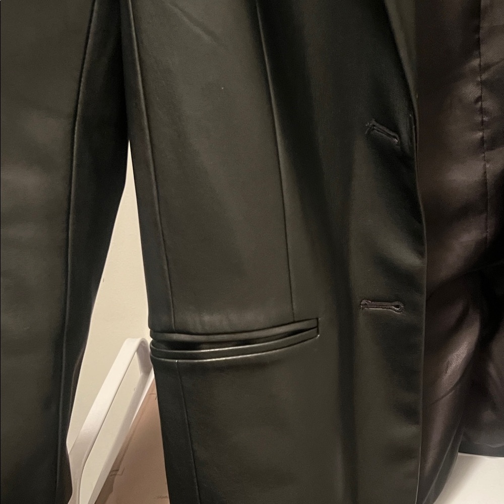 Zara Black Faux Leather Oversized Blazer - Picture 3 of 4